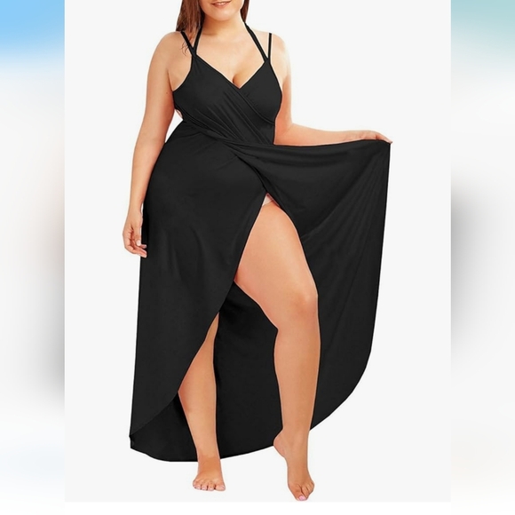 Khaki Maxi Swimsuit Coverup with Strappy Design - Picture 5 of 8